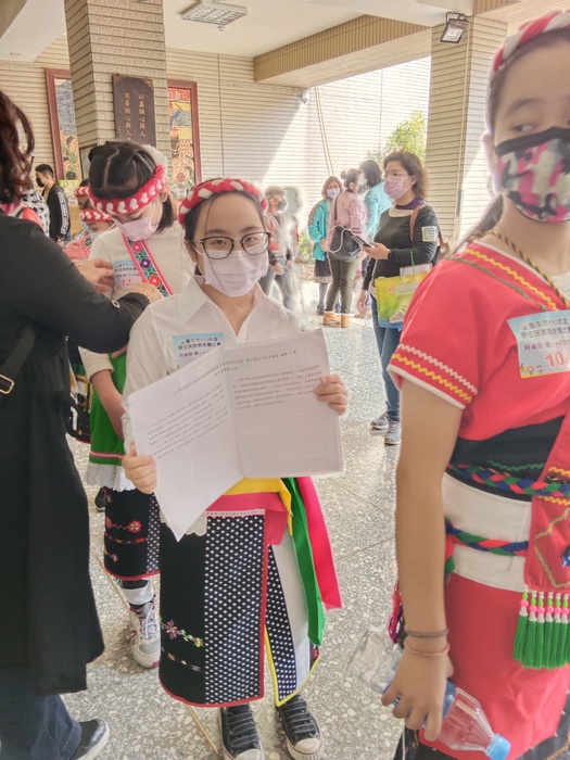 黃彥婷同學參加臺中市110年度原住民族語朗讀比賽阿美族語四-六年級組第四名